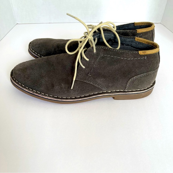 Kenneth Cole Reaction Gray Chukka Lace Up Leather Boots Men’s Size 9.5 - Picture 1 of 13
